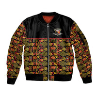 Papua New Guinea Kumuls Sleeve Zip Bomber Jacket Bird of Paradise Black Version LT9 Unisex Black - Polynesian Pride