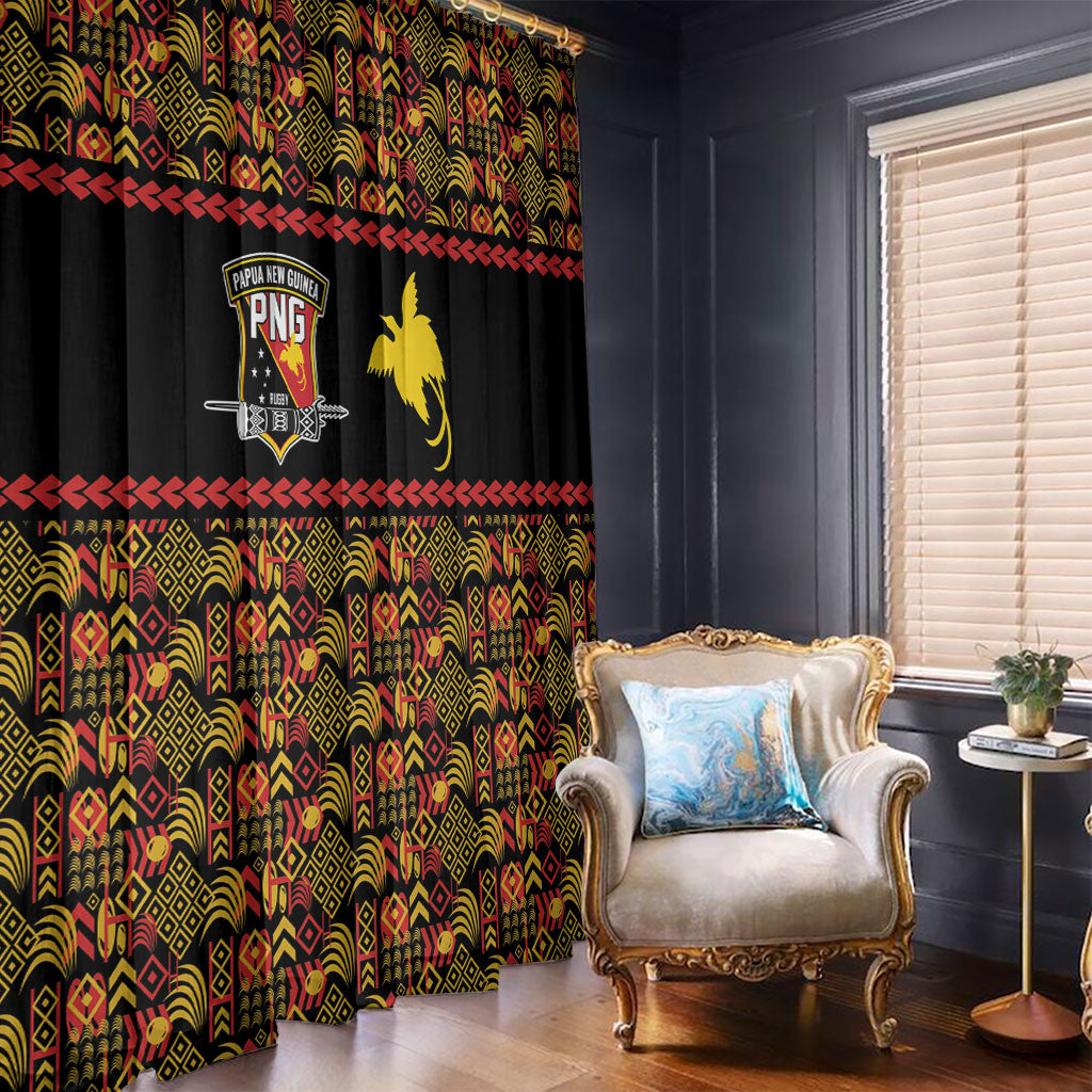 Papua New Guinea Kumuls Window Curtain Bird of Paradise Black Version LT9 - Polynesian Pride