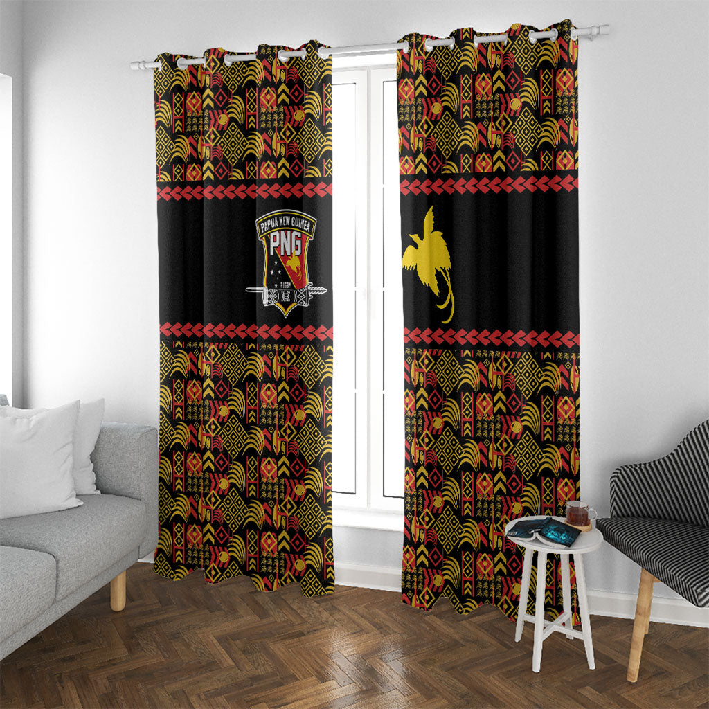 Papua New Guinea Kumuls Window Curtain Bird of Paradise Black Version LT9 With Grommets Black - Polynesian Pride