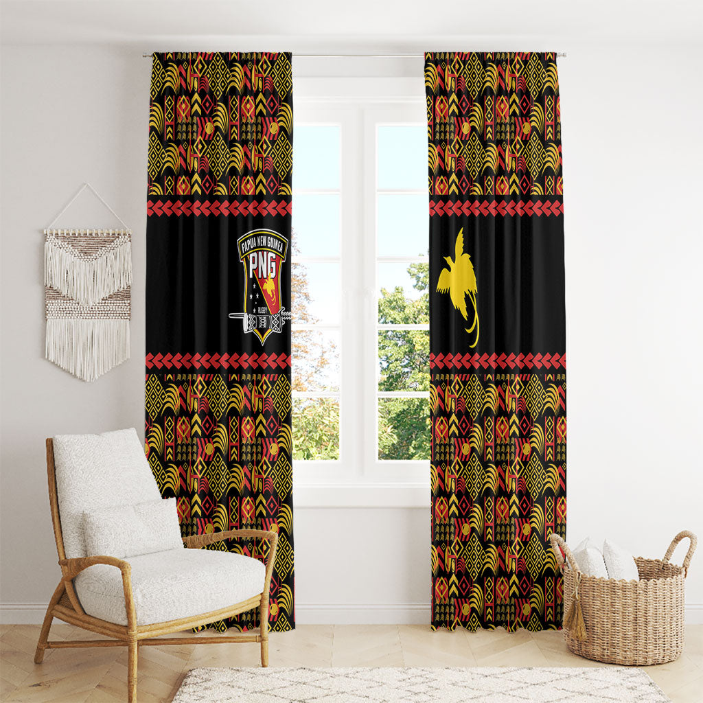 Papua New Guinea Kumuls Window Curtain Bird of Paradise Black Version LT9 - Polynesian Pride