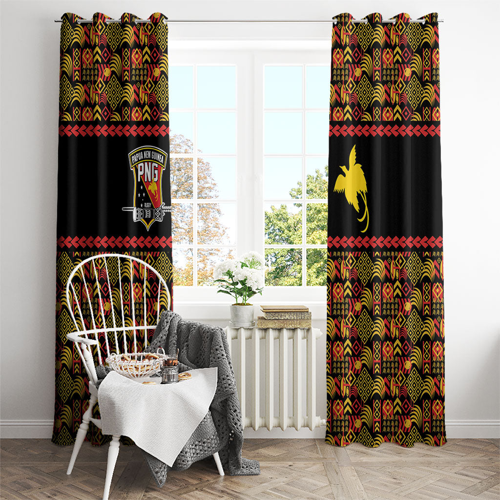 Papua New Guinea Kumuls Window Curtain Bird of Paradise Black Version LT9 - Polynesian Pride