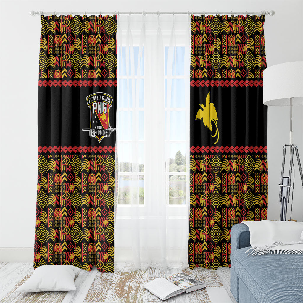 Papua New Guinea Kumuls Window Curtain Bird of Paradise Black Version LT9 - Polynesian Pride