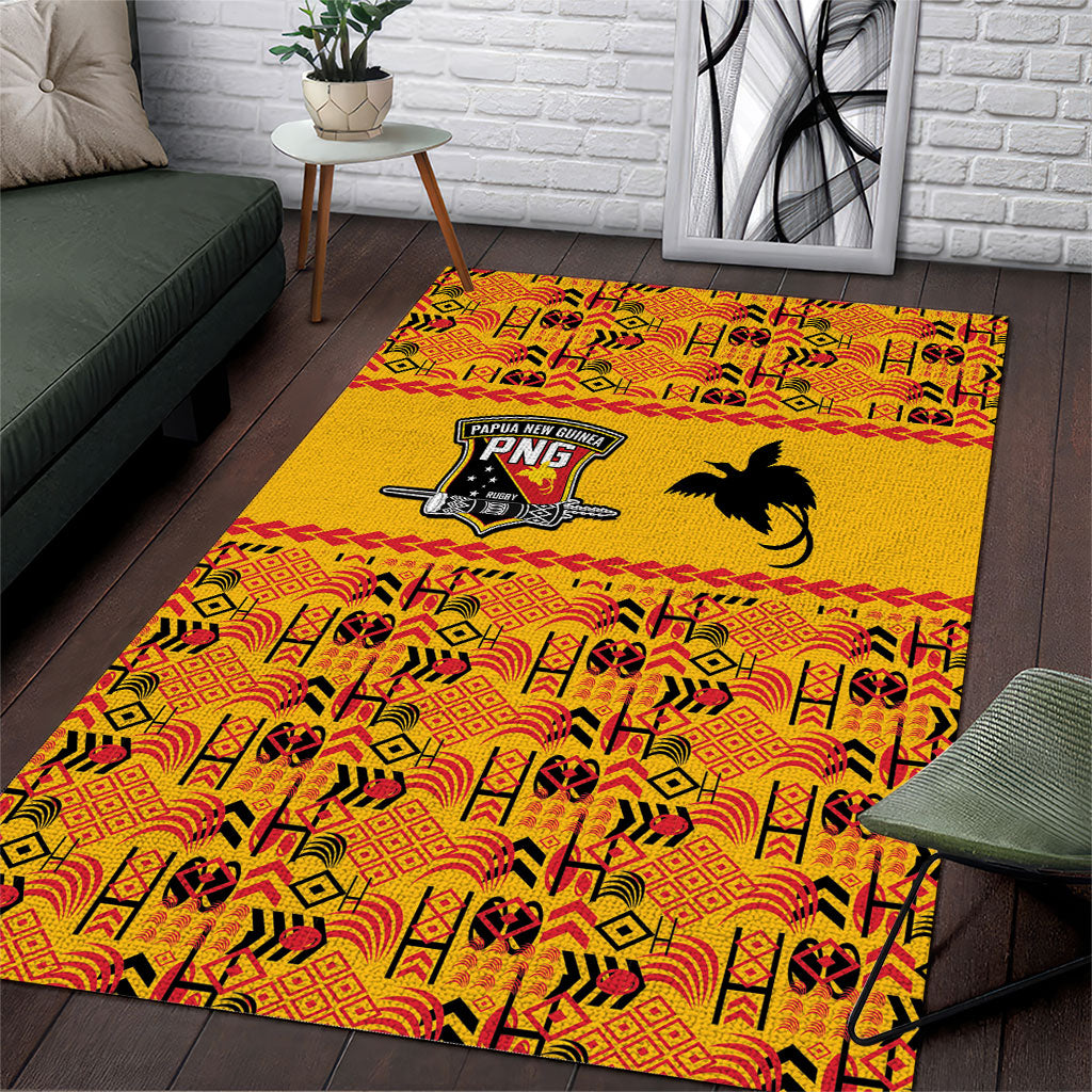 Papua New Guinea Kumuls Area Rug Bird of Paradise Gold Version