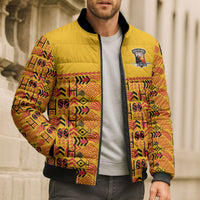 Papua New Guinea Kumuls Bomber Puffer Jacket Bird of Paradise Gold Version LT9 - Polynesian Pride