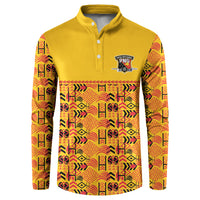 Papua New Guinea Kumuls Button Sweatshirt Bird of Paradise Gold Version LT9 Gold - Polynesian Pride