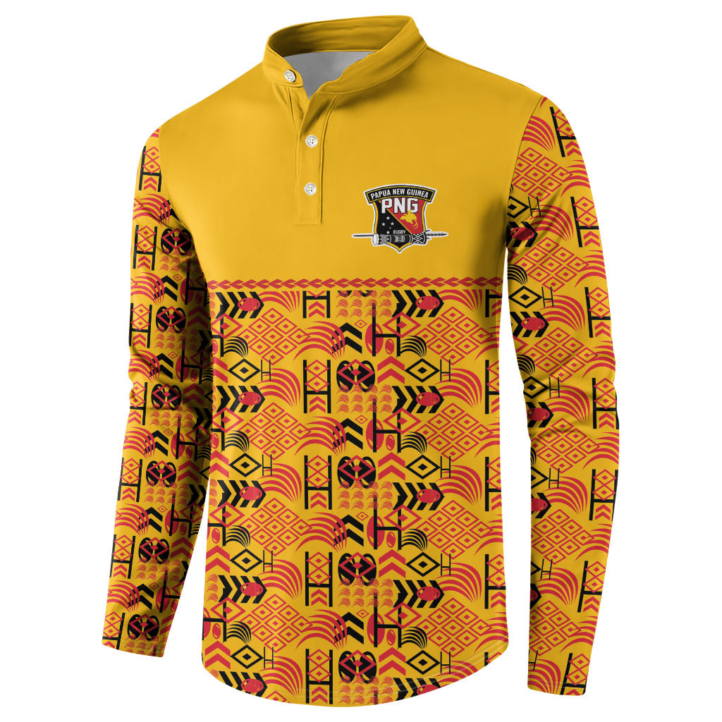 Papua New Guinea Kumuls Button Sweatshirt Bird of Paradise Gold Version LT9 - Polynesian Pride