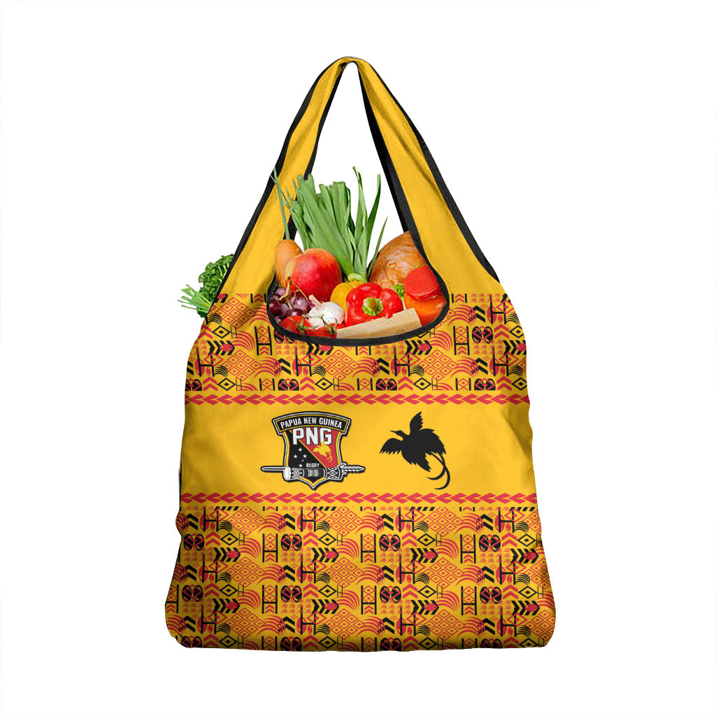 Papua New Guinea Kumuls Grocery Bag Bird of Paradise Gold Version LT9 1-pack One Size Gold - Polynesian Pride
