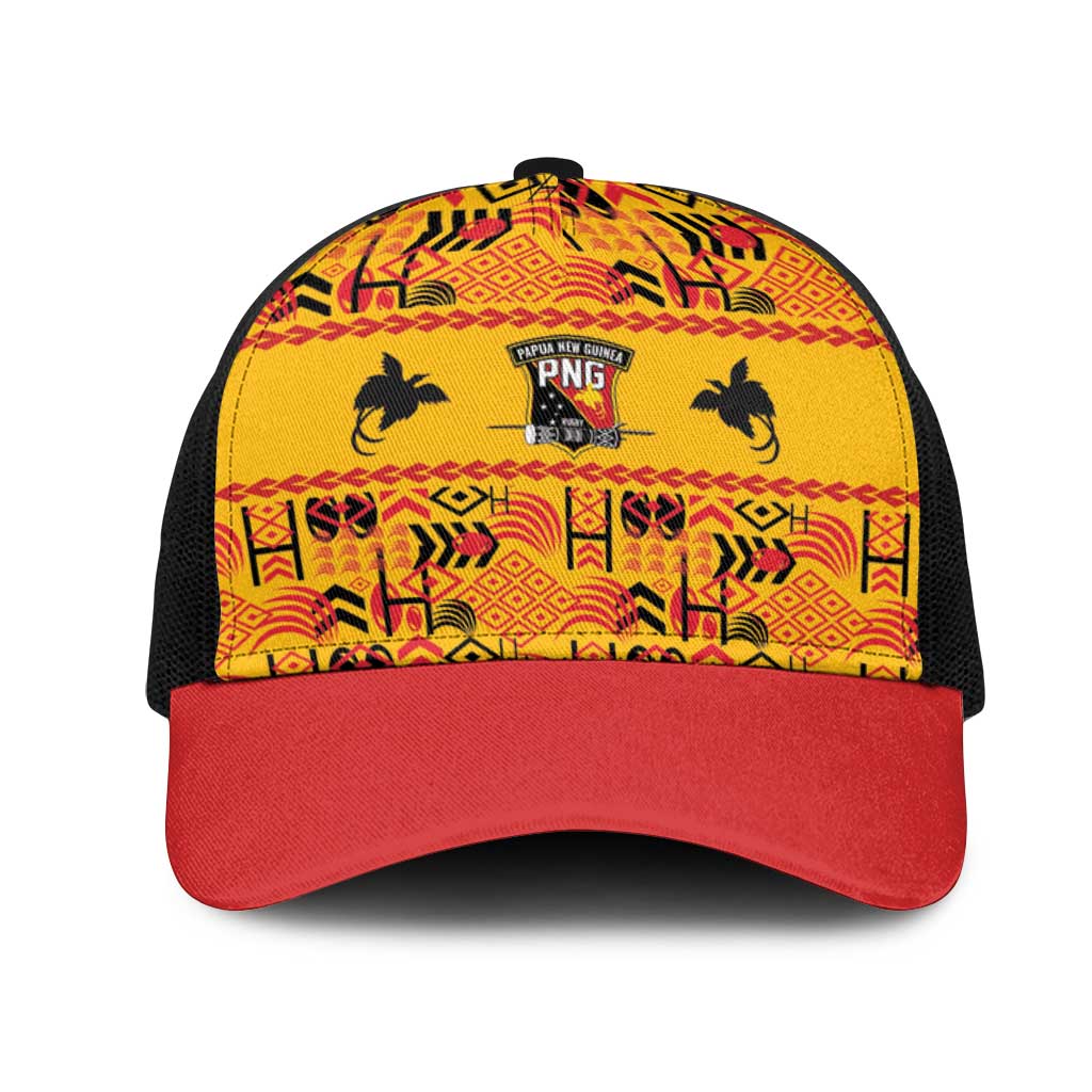 Papua New Guinea Kumuls Mesh Trucker Cap Bird of Paradise Gold Version LT9 One Size Black Gold - Polynesian Pride