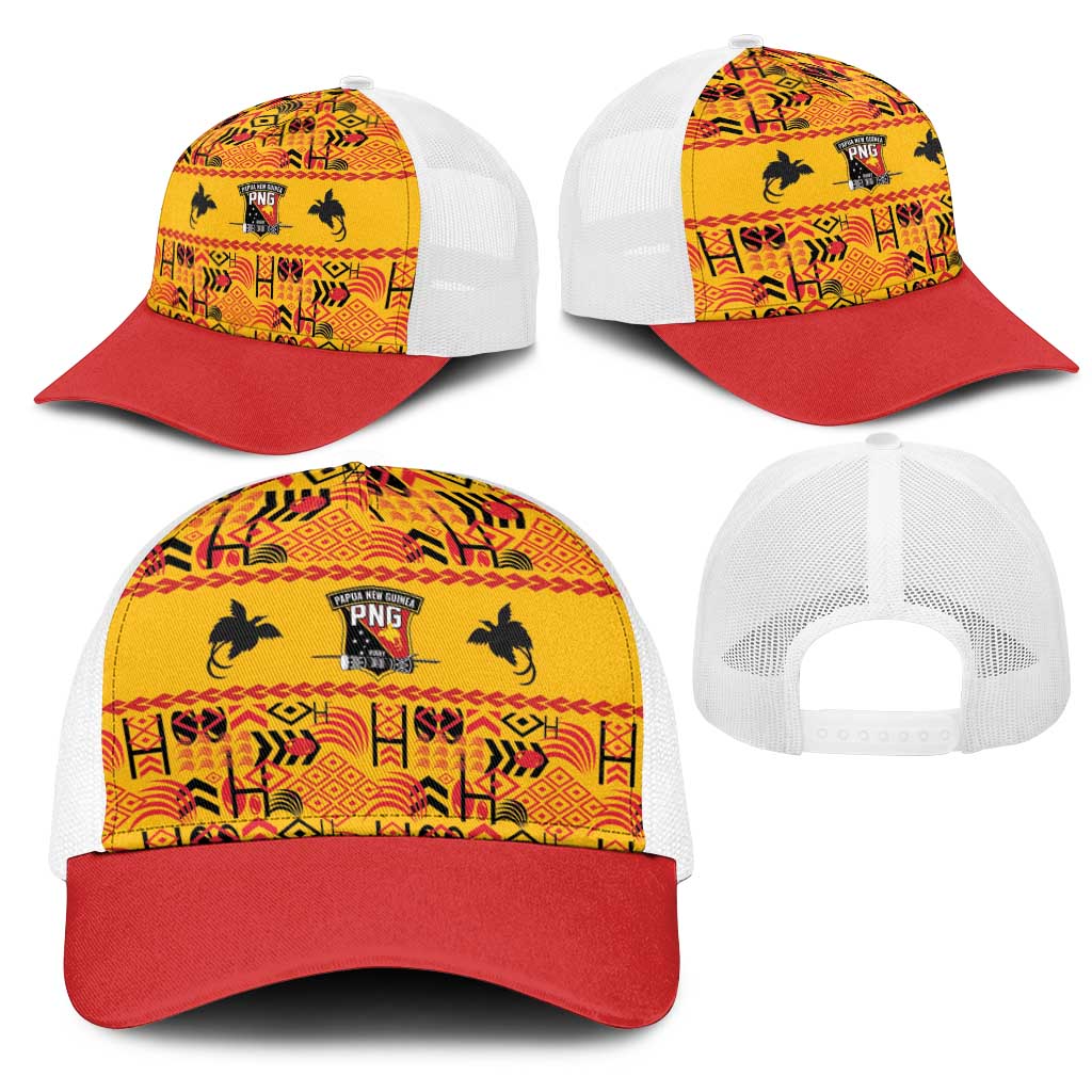 Papua New Guinea Kumuls Mesh Trucker Cap Bird of Paradise Gold Version LT9 - Polynesian Pride