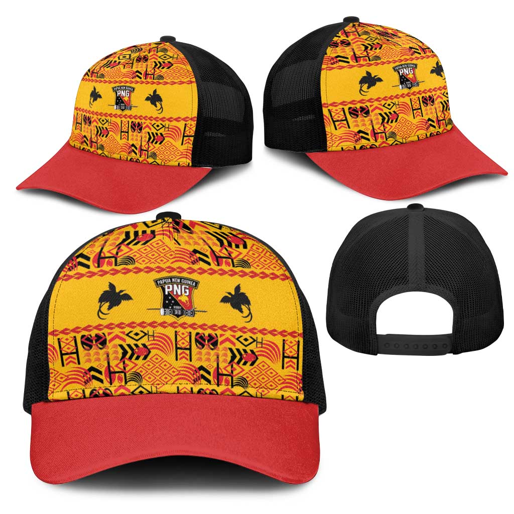 Papua New Guinea Kumuls Mesh Trucker Cap Bird of Paradise Gold Version LT9 - Polynesian Pride