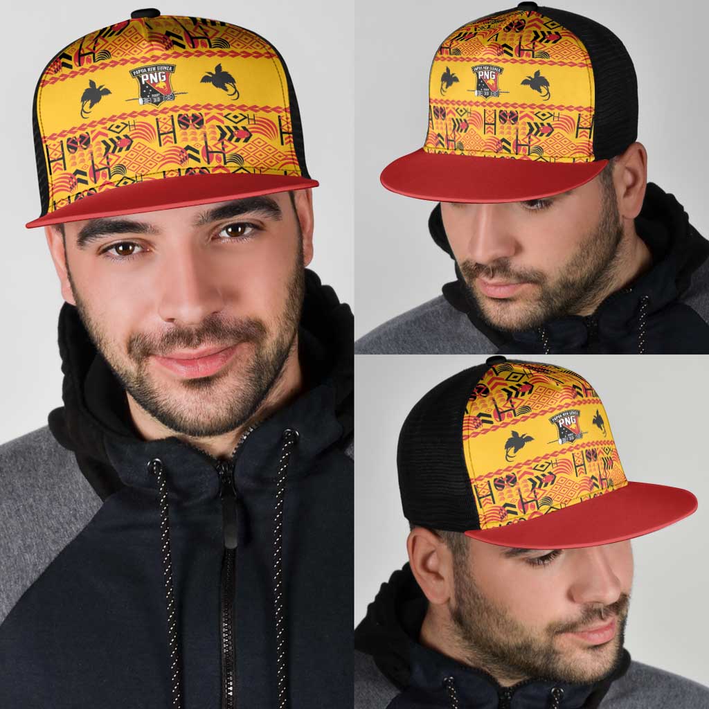 Papua New Guinea Kumuls Mesh Trucker Cap Bird of Paradise Gold Version LT9 - Polynesian Pride