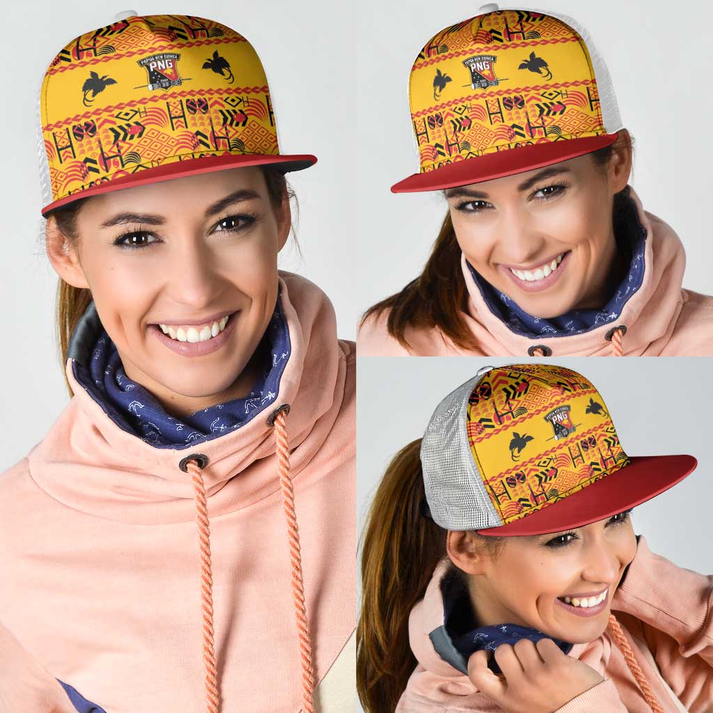 Papua New Guinea Kumuls Mesh Trucker Cap Bird of Paradise Gold Version LT9 - Polynesian Pride