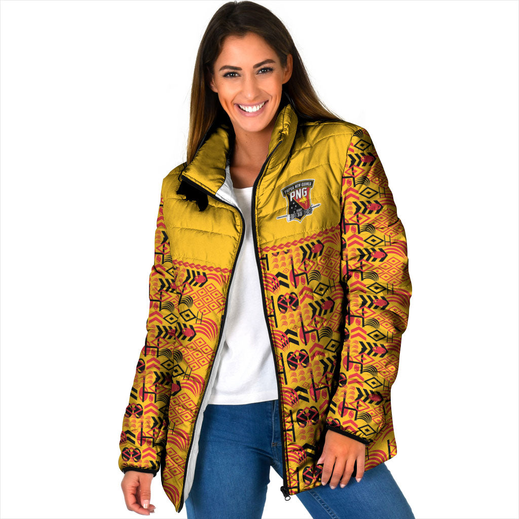 Papua New Guinea Kumuls Padded Jacket Bird of Paradise Gold Version LT9 Women Gold - Polynesian Pride