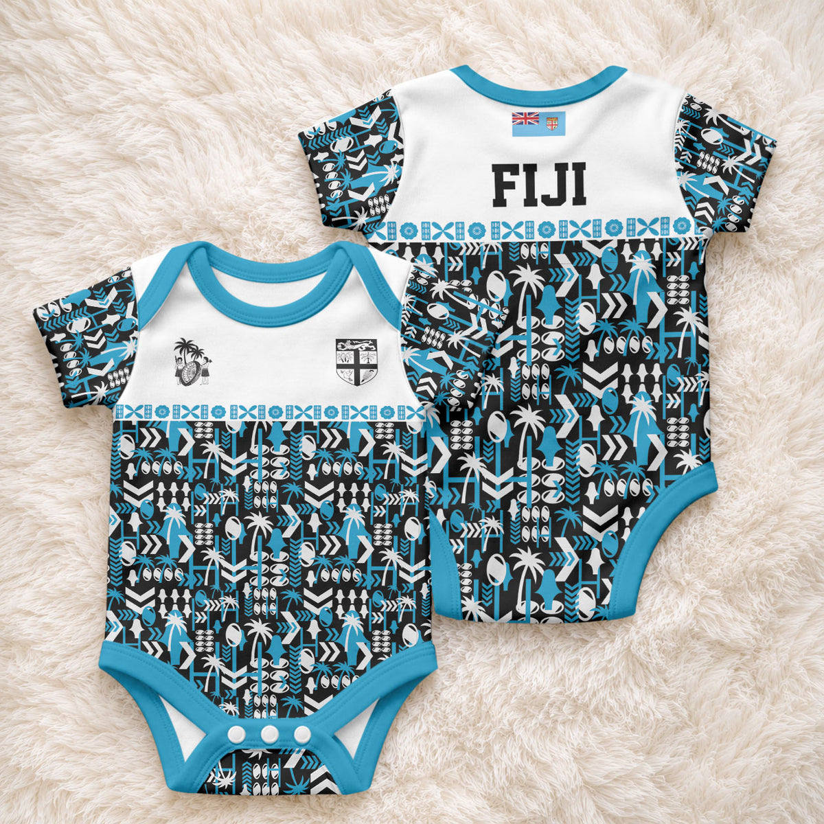 Fiji Bati Baby Onesie Bati Island Warrior Geometry
