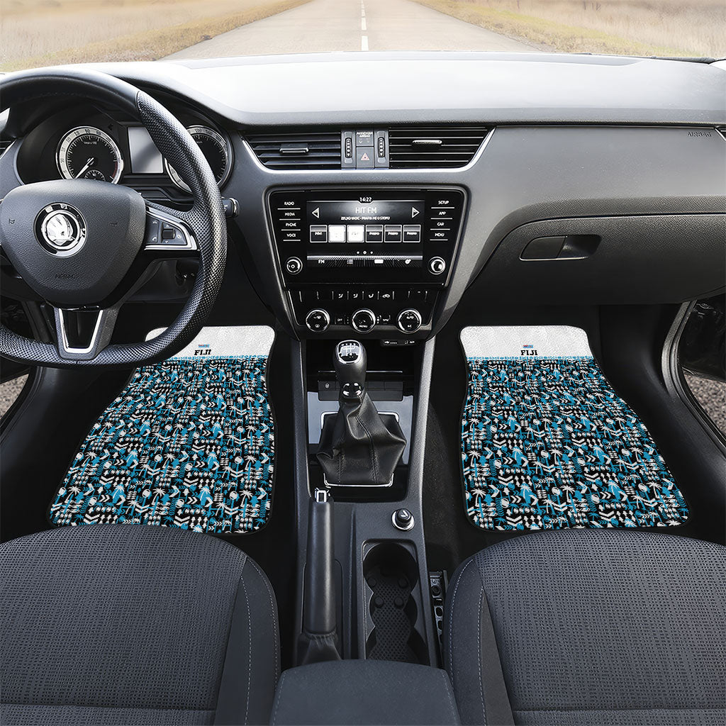 Fiji Bati Car Mats Bati Island Warrior Geometry LT9 Set 2pcs - Front Blue - Polynesian Pride