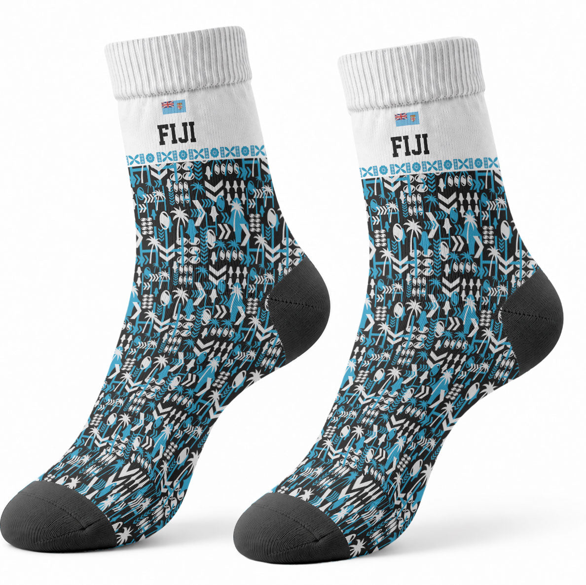 Fiji Bati Crew Socks Bati Island Warrior Geometry