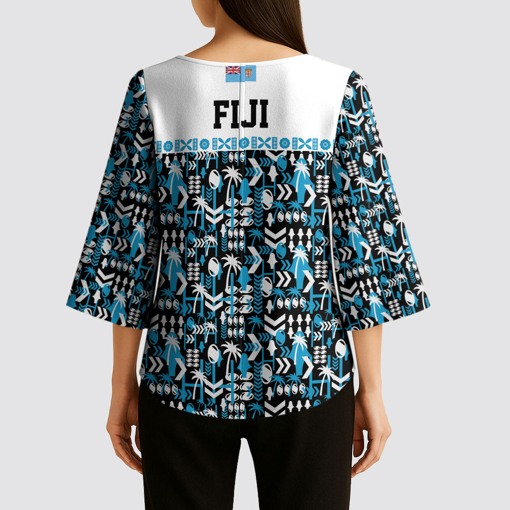 Fiji Bati Kimono Sleeve Blouse Bati Island Warrior Geometry LT9 - Polynesian Pride