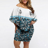 Fiji Bati Off Shoulder Short Dress Bati Island Warrior Geometry