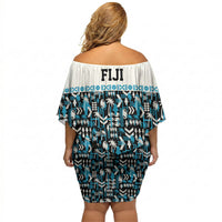 Fiji Bati Off Shoulder Short Dress Bati Island Warrior Geometry