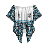 Fiji Bati Off Shoulder Wrap Waist Top Bati Island Warrior Geometry