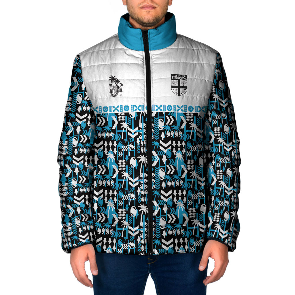 Fiji Bati Padded Jacket Bati Island Warrior Geometry LT9 Men Blue - Polynesian Pride