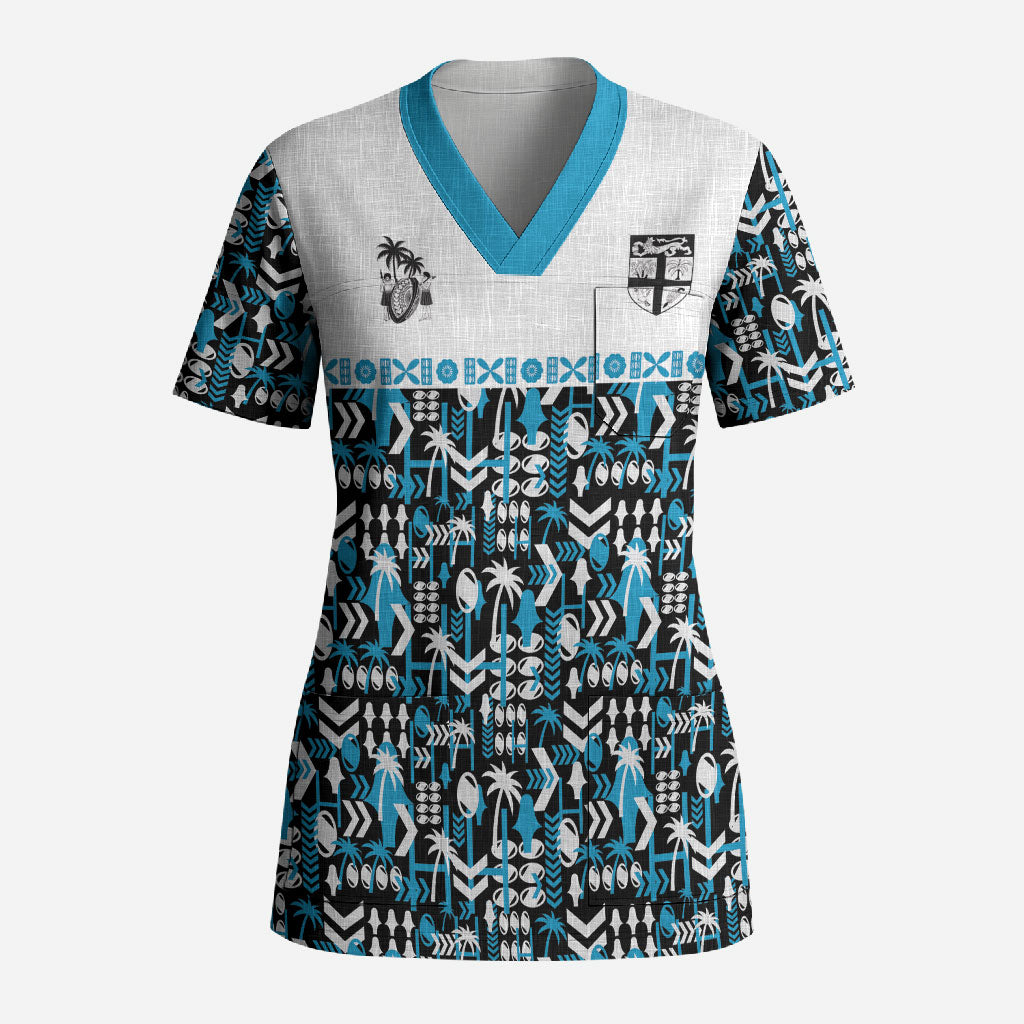 Fiji Bati Scrub Top Bati Island Warrior Geometry