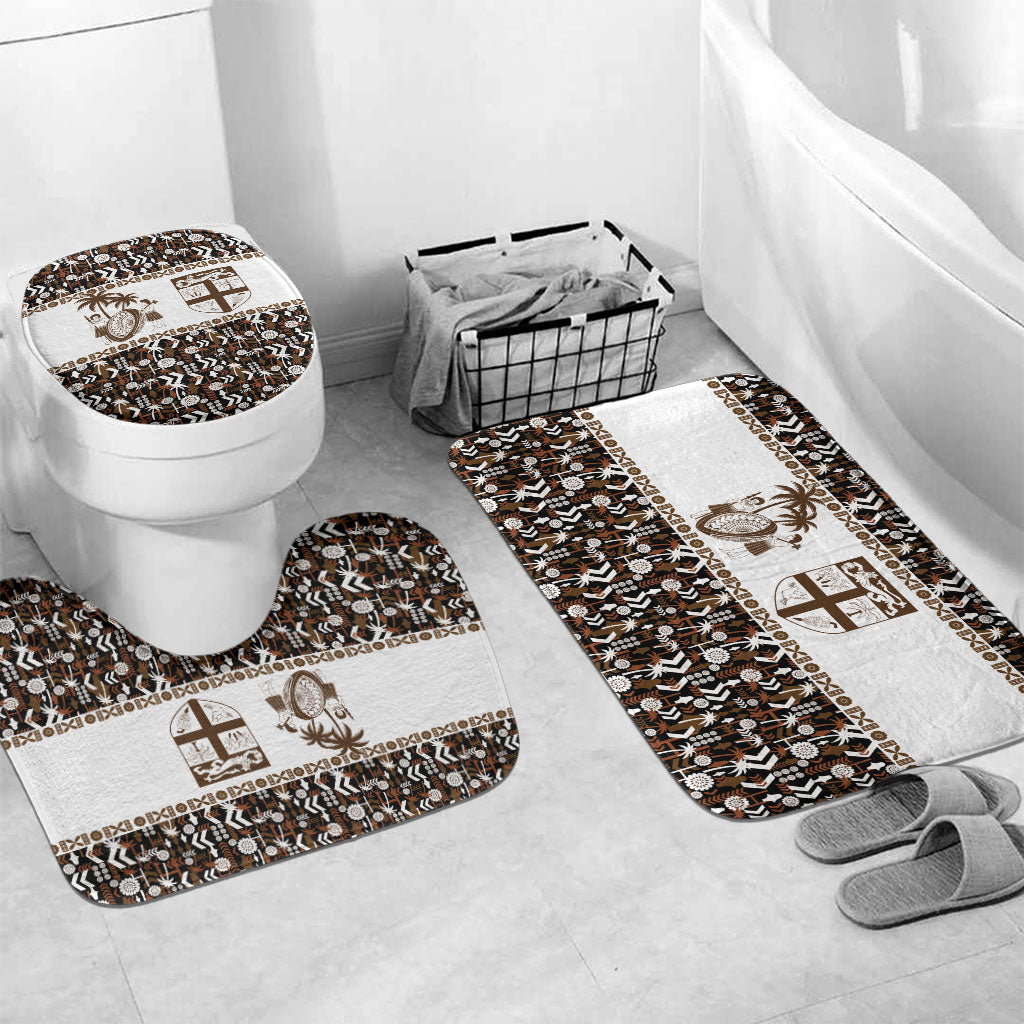Fiji Bati Bathroom Set Masi-inspired Tapa Pattern LT9 Mat Set Only (3 pcs) One Size Brown - Polynesian Pride