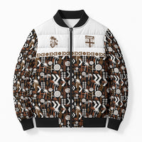 Fiji Bati Bomber Puffer Jacket Masi-inspired Tapa Pattern LT9 Unisex Brown - Polynesian Pride