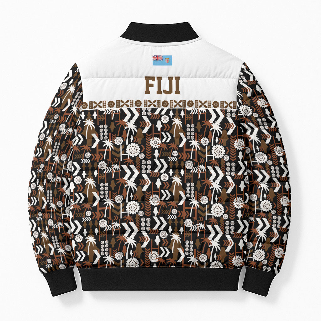 Fiji Bati Bomber Puffer Jacket Masi-inspired Tapa Pattern LT9 - Polynesian Pride