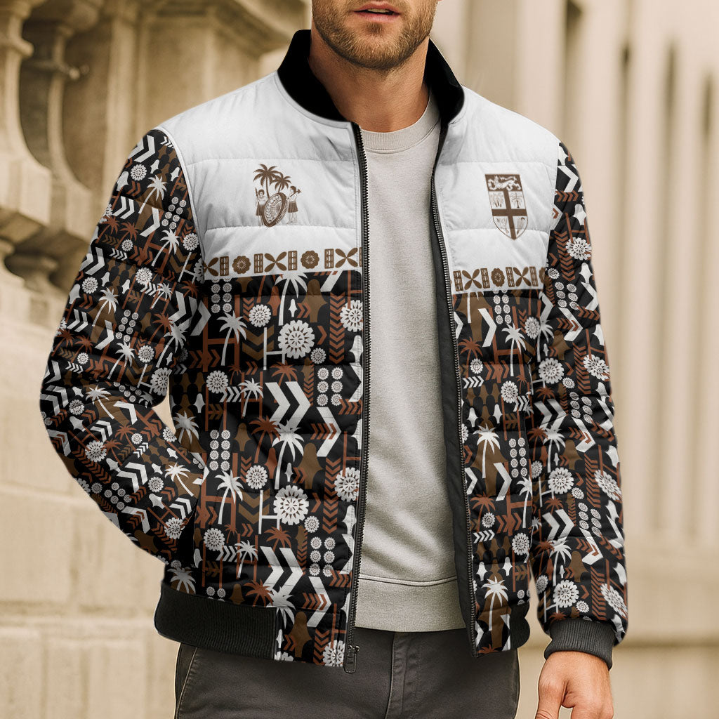 Fiji Bati Bomber Puffer Jacket Masi-inspired Tapa Pattern LT9 - Polynesian Pride