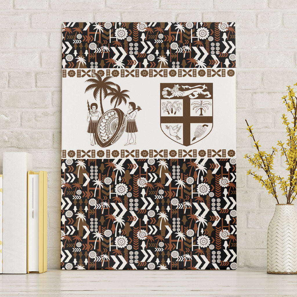 Fiji Bati Canvas Wall Art Masi-inspired Tapa Pattern LT9 Without Frame Brown - Polynesian Pride