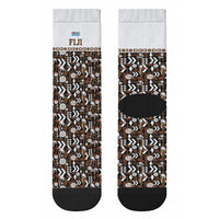 Fiji Bati Crew Socks Masi-inspired Tapa Pattern LT9 - Polynesian Pride