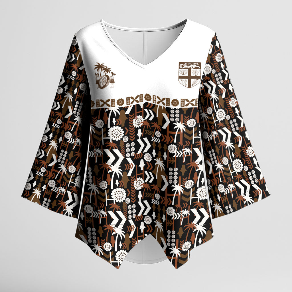 Fiji Bati Kimono Sleeve Blouse Masi-inspired Tapa Pattern