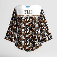 Fiji Bati Kimono Sleeve Blouse Masi-inspired Tapa Pattern