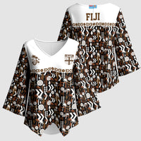 Fiji Bati Kimono Sleeve Blouse Masi-inspired Tapa Pattern