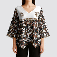 Fiji Bati Kimono Sleeve Blouse Masi-inspired Tapa Pattern
