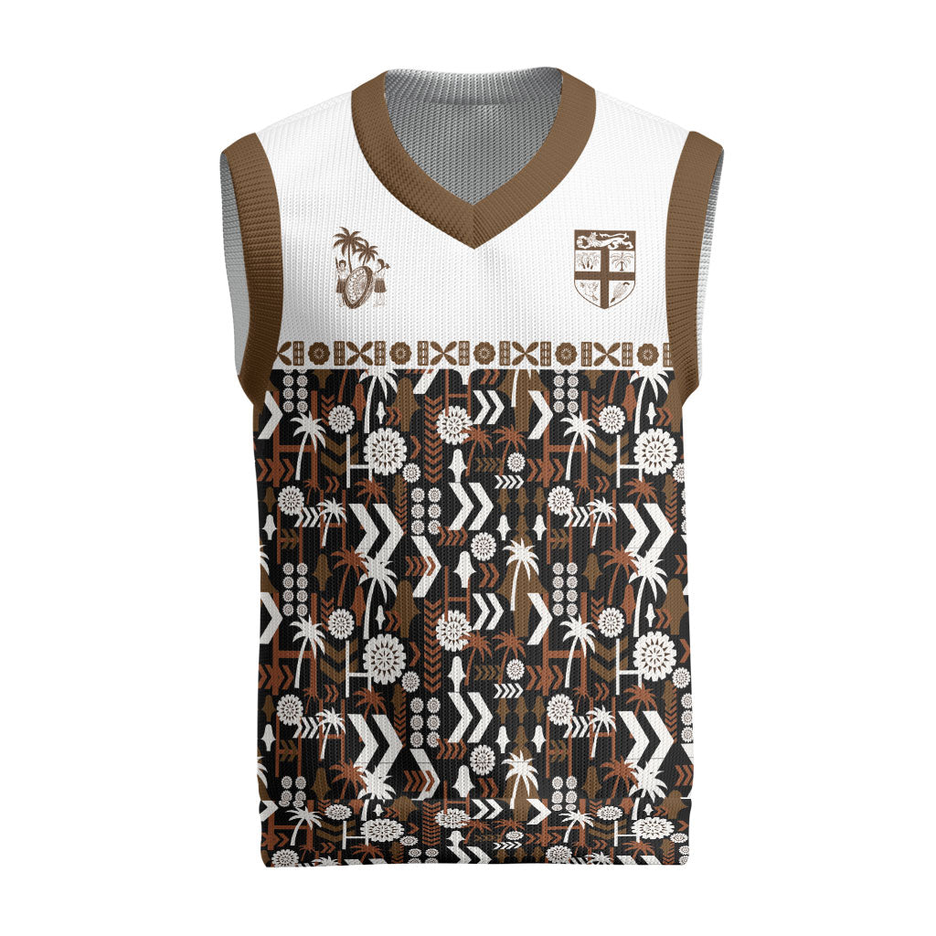Fiji Bati Christmas Knitted V-Neck Vest Masi-inspired Tapa Pattern