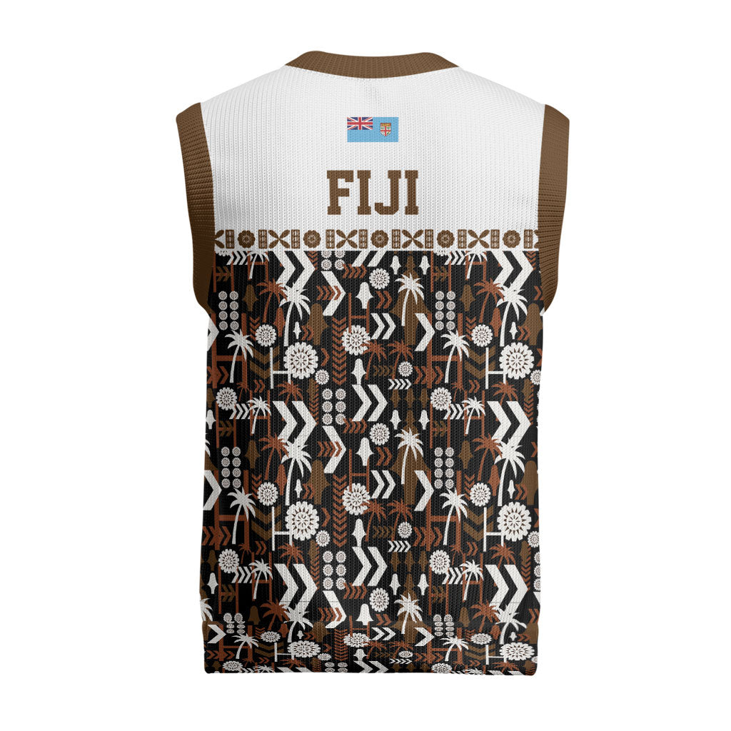Fiji Bati Christmas Knitted V-Neck Vest Masi-inspired Tapa Pattern