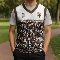 Fiji Bati Christmas Knitted V-Neck Vest Masi-inspired Tapa Pattern