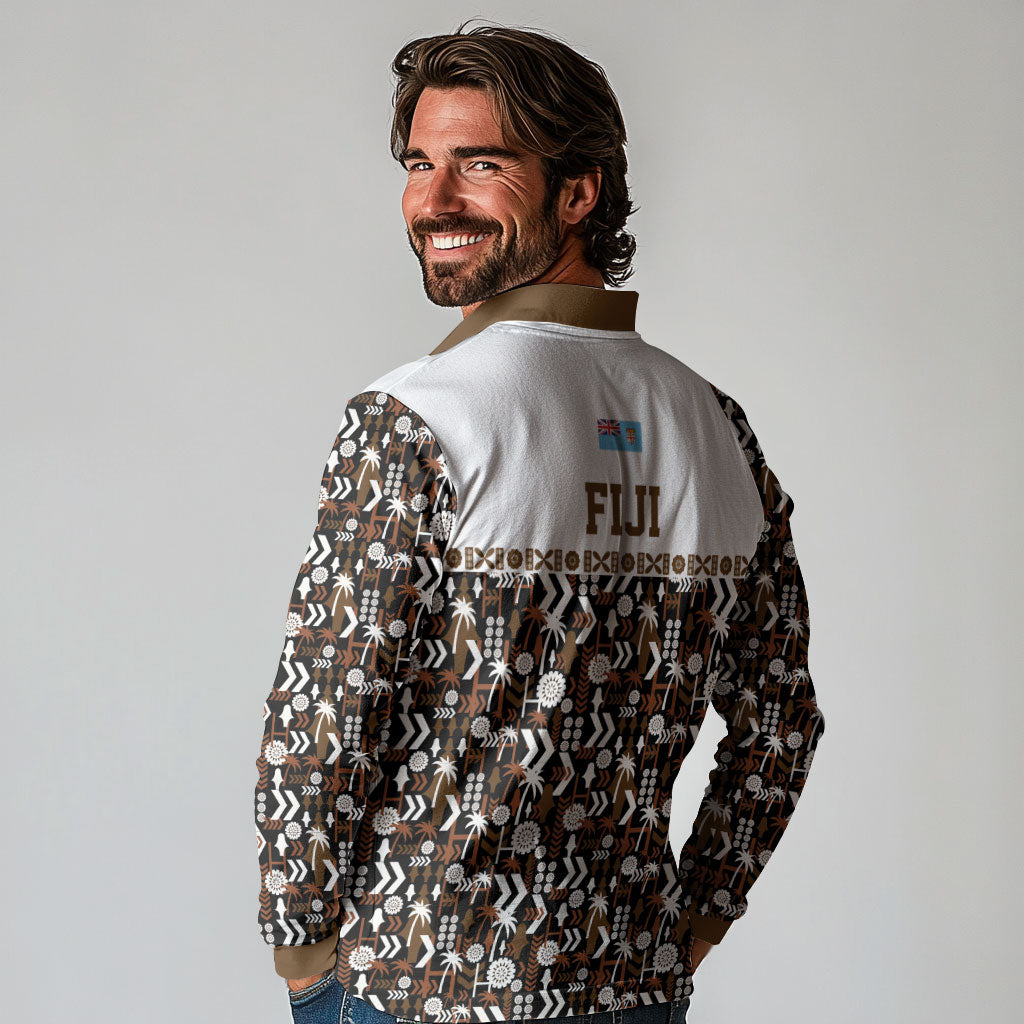 Fiji Bati Long Sleeve Polo Shirt Masi-inspired Tapa Pattern