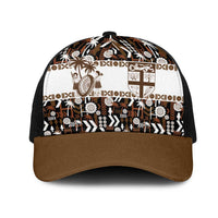 Fiji Bati Mesh Trucker Cap Masi-inspired Tapa Pattern LT9 One Size Black Brown - Polynesian Pride