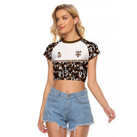 Fiji Bati Raglan Cropped T Shirt Masi-inspired Tapa Pattern