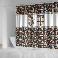 Fiji Bati Shower Curtain Masi-inspired Tapa Pattern