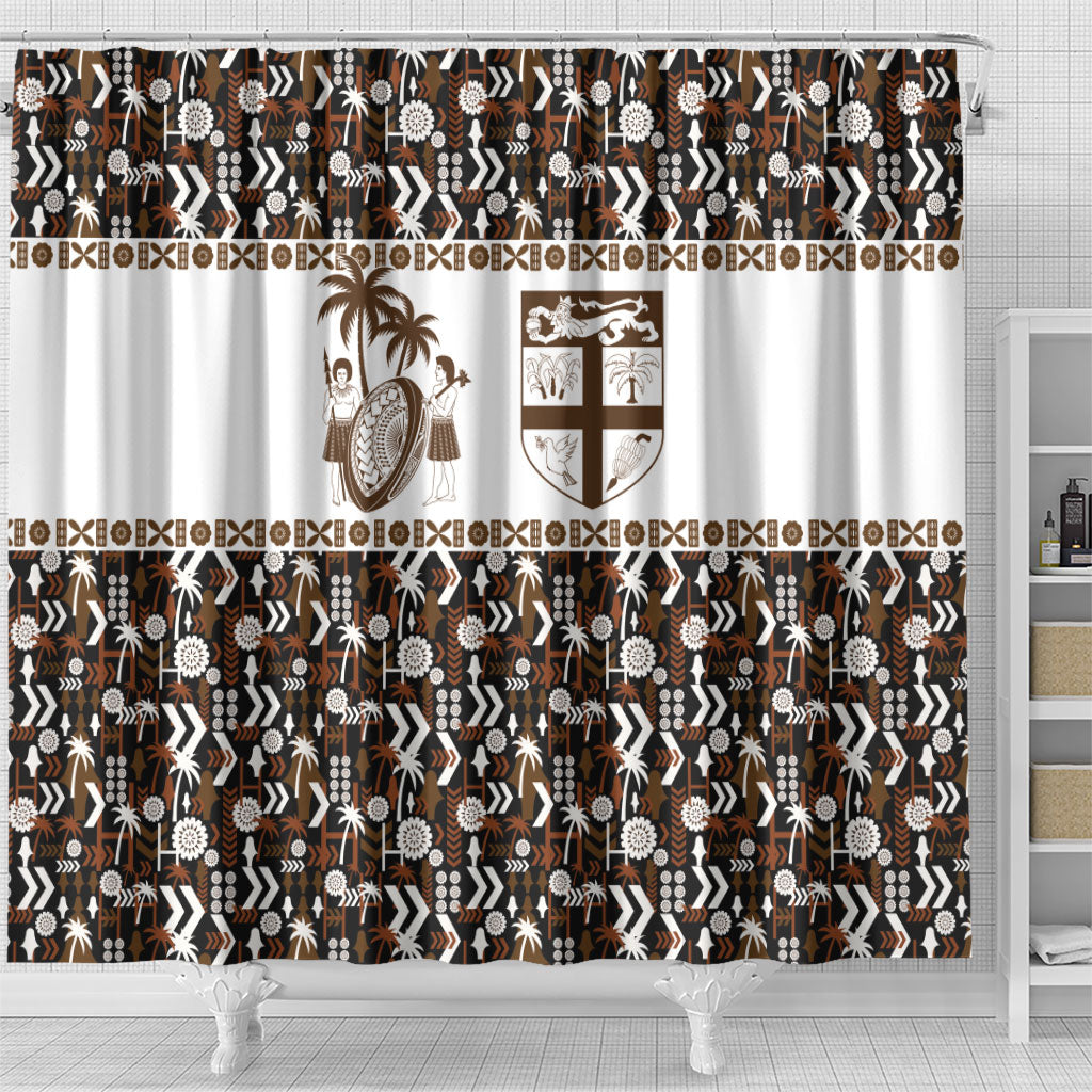Fiji Bati Shower Curtain Masi-inspired Tapa Pattern