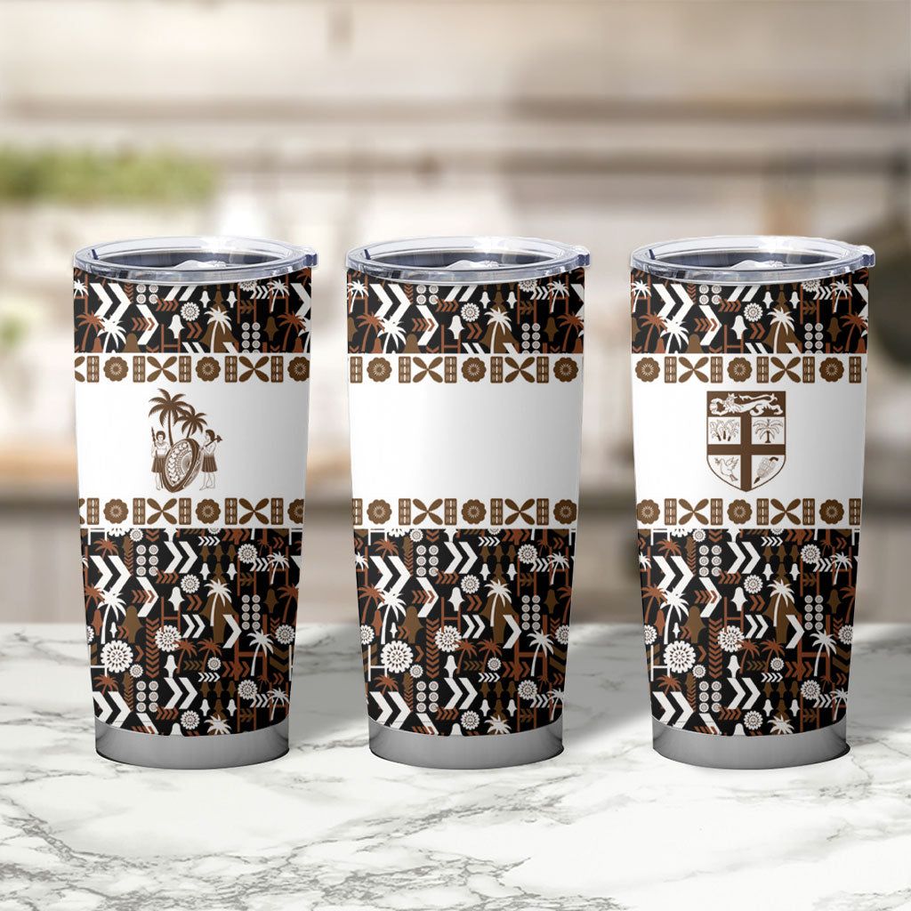 Fiji Bati Tumbler Cup Masi-inspired Tapa Pattern
