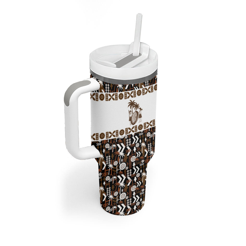 Fiji Bati Tumbler With Handle Masi-inspired Tapa Pattern