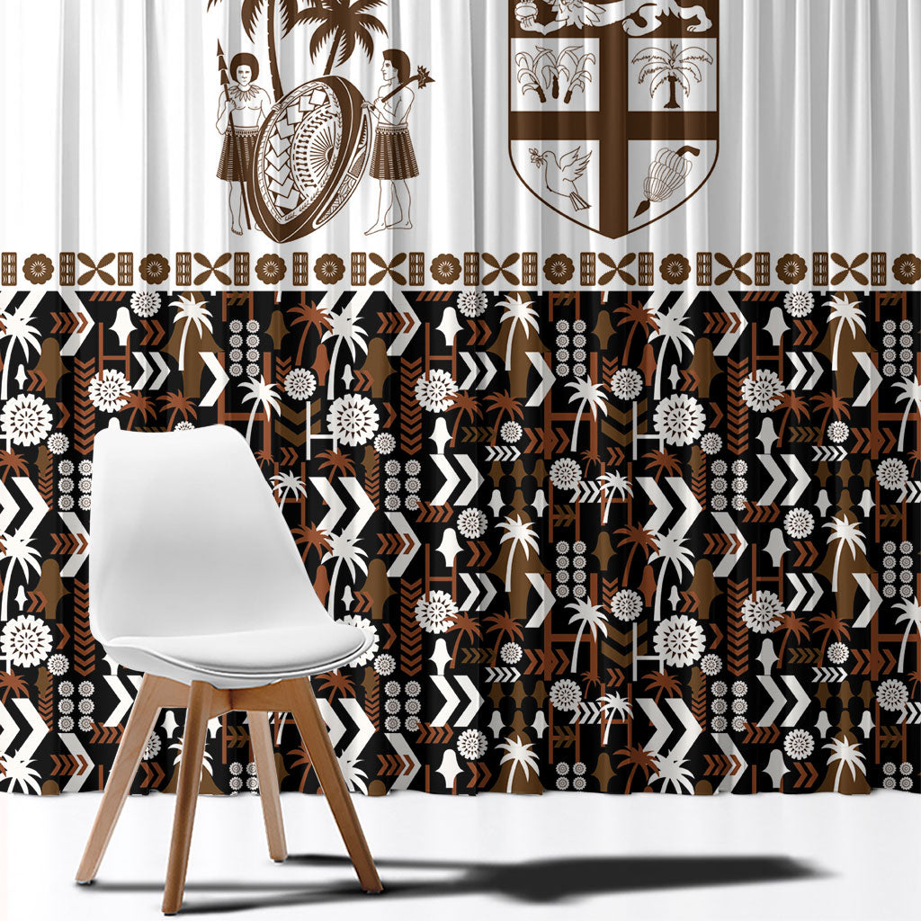 Fiji Bati Window Curtain Masi-inspired Tapa Pattern LT9 - Polynesian Pride