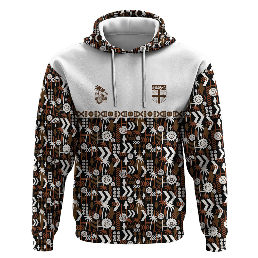 Fiji Bati Zip Hoodie Masi-inspired Tapa Pattern LT9 Pullover Hoodie Brown - Polynesian Pride