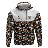 Fiji Bati Zip Hoodie Masi-inspired Tapa Pattern LT9 Pullover Hoodie Brown - Polynesian Pride