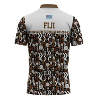 Fiji Bati Zipper Polo Shirt Masi-inspired Tapa Pattern LT9 - Polynesian Pride